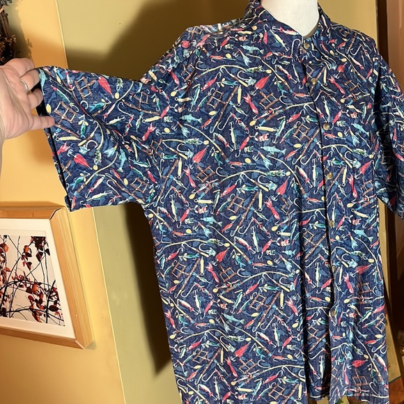 Vtg 90s KAHALA HAWAIIAN ISLANDS sz XXL Fish Lure ButtonFront Cotton Hawaii USA - Picture 13 of 16